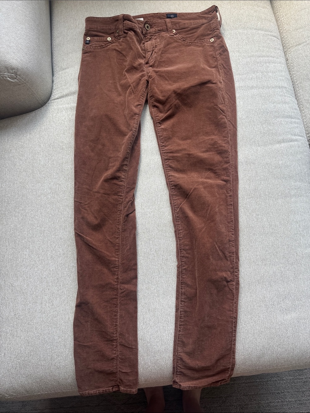 Ag Adriano Goldschmied Skinny Corduroy Pants in Brown